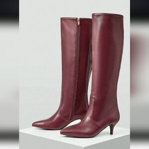 MOTF Chic Burgundy Heeled Boots Fits Size 7.5/8